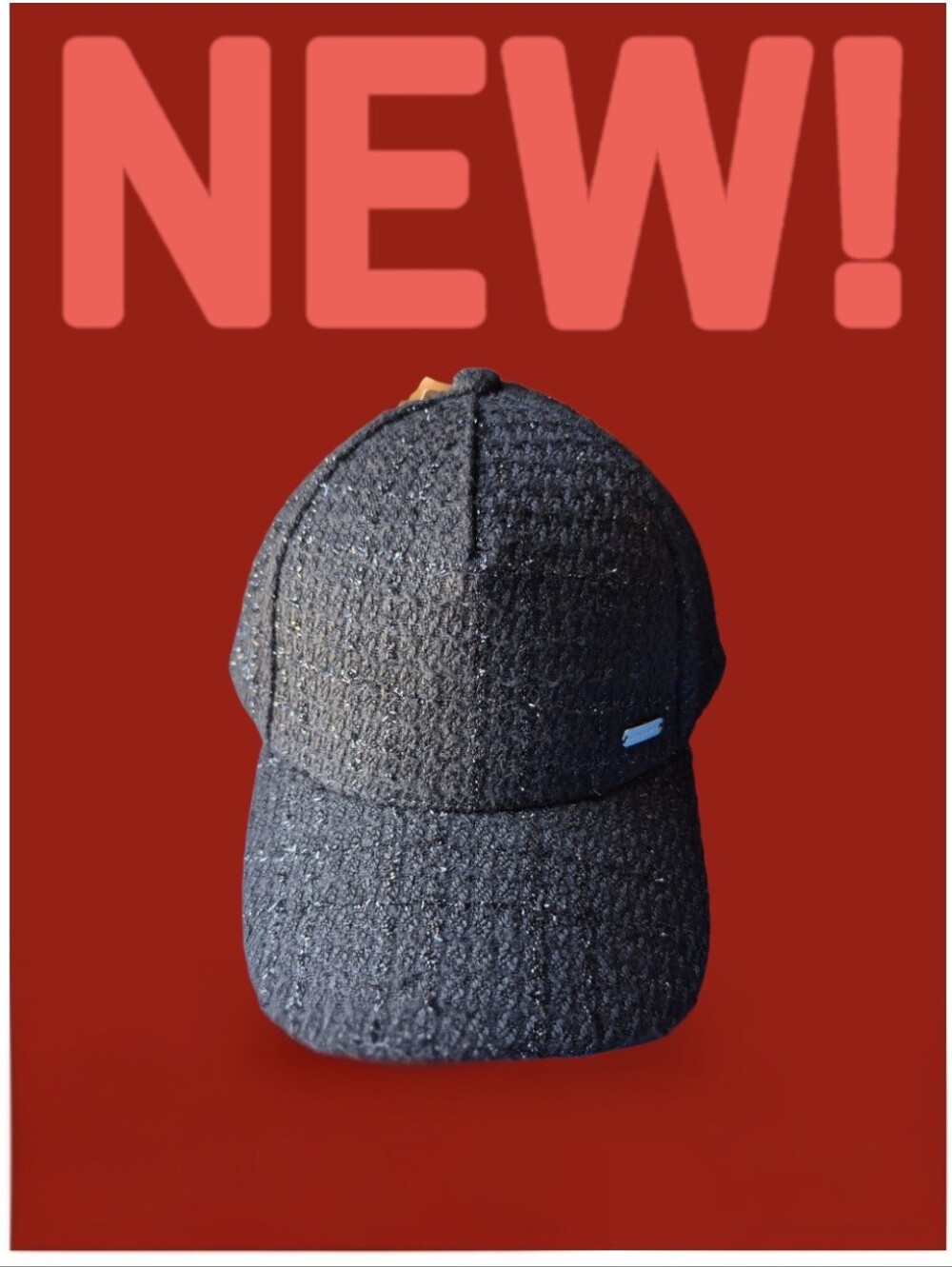 Steve Madden "Official" Baseball Cap, Tweed in Black. - Picture 2 of 9
